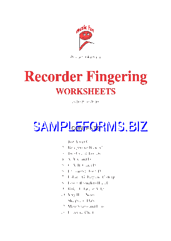 Recorder Fingering Worksheets